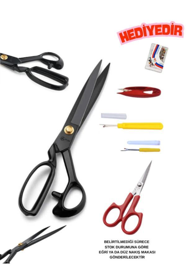 Dm Dikişmarket Pin Kumaş Kot Kesim Profesyonel Terzi Makası 20Cm Ve Nakış Makası Ilik Sökücü Hediyelidir - Image 1