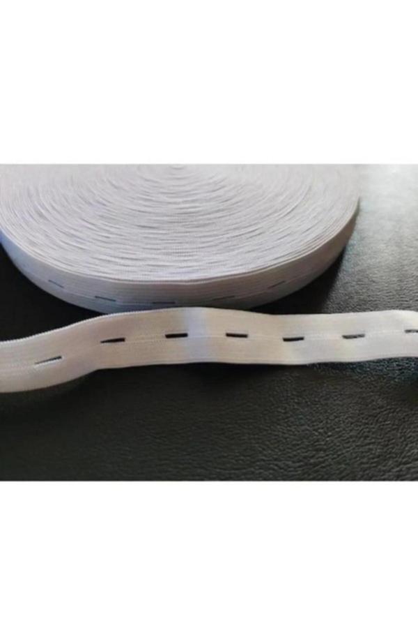 Tdm Beyaz Renk Delikli-İlikli Lastik 2 Cm Eninde 5 Metre Uzunluk - Image 1