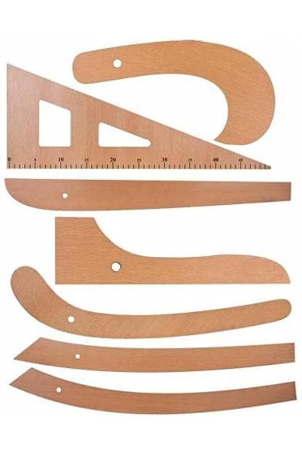 İşkur Makina 7 Parça Terzi Modelist Tekstil Plastik Cetvel Riga Gönye Takımı - Image 1