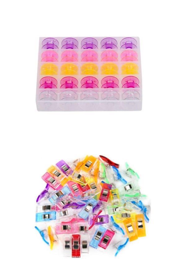 Dm Dikişmarket Ev Tipi Dikiş Makinası ( 25'Li Renkli Masura Kutulu Ve 10 Adet Mandal) Seti - Image 1