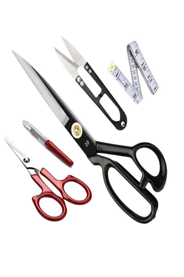 Ngv Sol El Makası Solak Siyah Saplı 10 Numara Somunlu Kumaş Kesim Makası Set - Image 1