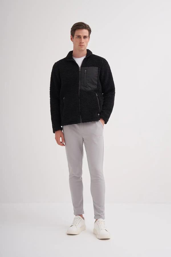 Cazador Shadow Regular Fit Kürklü Dik Yaka Sweat Hırka-50960 - Image 1