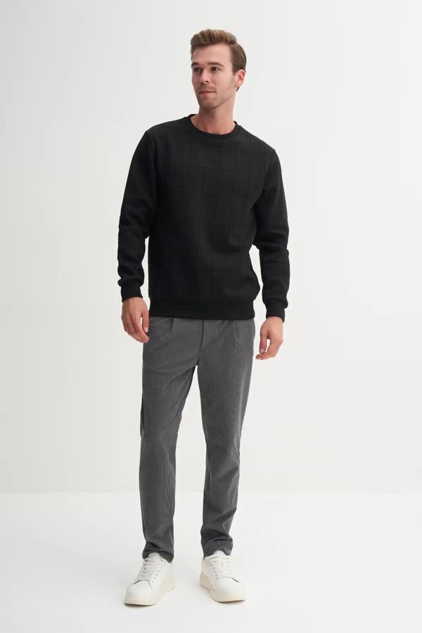 Cazador Regular Fit Kareli Kapitone Jakar Viskon Karışımlı Sweatshirt-53455 - Image 1