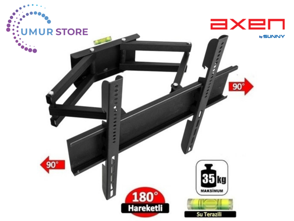 Axen AX32DAB04-TNR 32'' Dahili Uydu Alıcılı HD Ready 32- 55 inç Çift Kollu Hareketli Lcd Led Tv Askı - Image 1