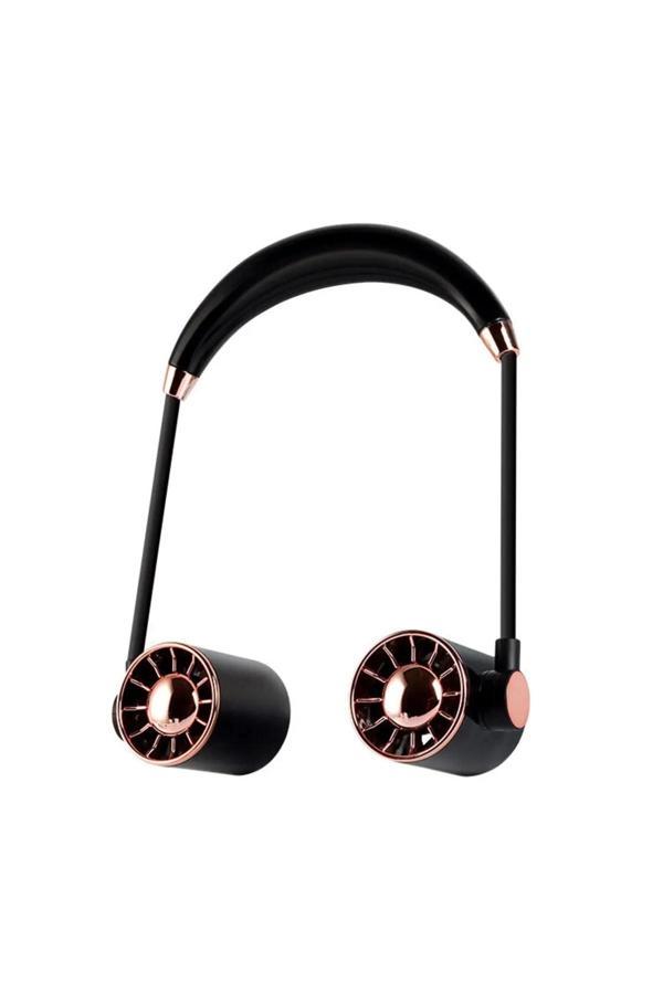 Boyunluk Fan Hava Soğutucu Vantilatör Boyuna Asmalı Şarjlı 3 Kademeli Mini Klima Siyah - Image 1