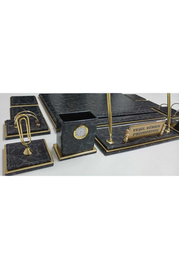 Yeşil Sümen Promosyon Zümrüt Siyah Ve Gold Kişiye Özel İsimlikli Lüks Tasarım Sümen Ve Makam Takımı - Image 1