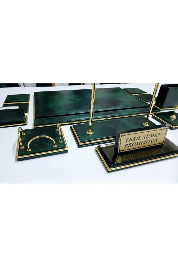 Yeşil Sümen Promosyon Kristal İsimlikli Bulut Yeşil Ve Gold Sümen Ve Makam Takımı - Image 1