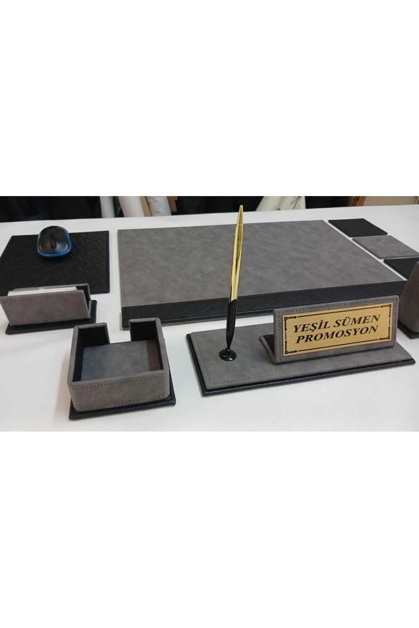 Yeşil Sümen Promosyon Gri Ve Siyah Kişiye Özel İsimlikli İmza Sümeni - Image 1