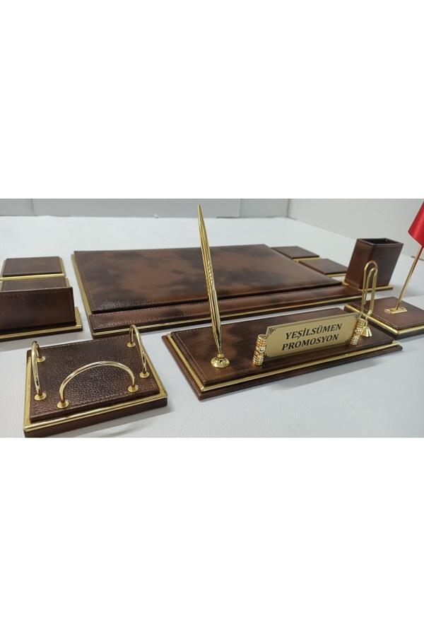 Yeşil Sümen Promosyon Bulut Kahve Ve Gold Kişiye Özel Isimlikli Sümen Ve Makam Takımı - Image 1