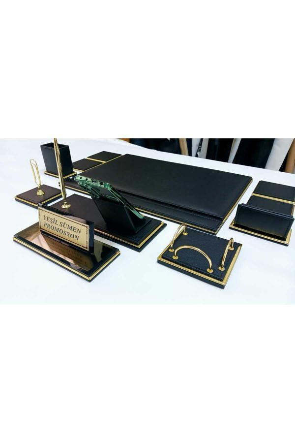 Yeşil Sümen Promosyon Siyah  Ve Gold Kristal İsimlikli Özel Tasarım Sümen Ve Makam Takımı - Image 1