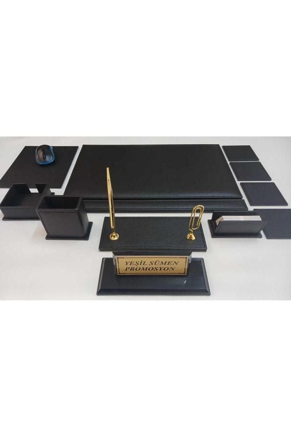 Yeşil Sümen Promosyon Siyah Kristal İsimlikli Sümen Ve Makam Takımı - Image 1