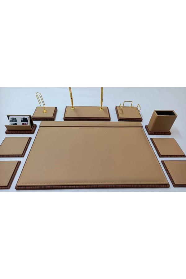 Yeşil Sümen Promosyon Albatros Ahşap Ve Cappuccino Dan Oluşan Lüks Sümen Ve Makam Takımı - Image 1