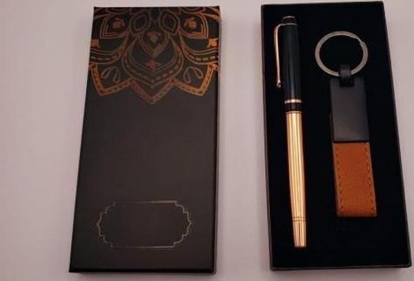 Deri Anahtarlık Bakır Roller Kalem Seti Dekoratif Hediyelik - Image 1