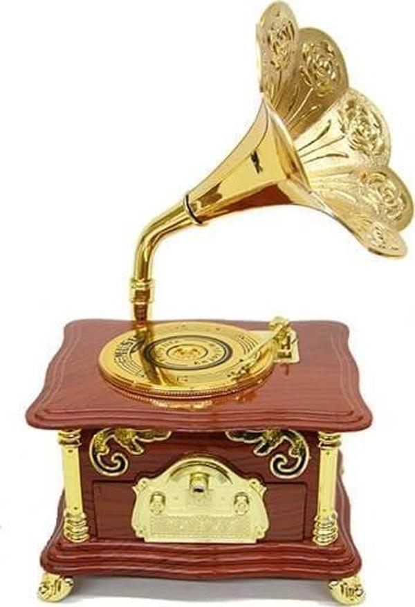 Gramofon Ayaklı Müzikli Vintage Müzik Kutusu Hediyelik - Image 1