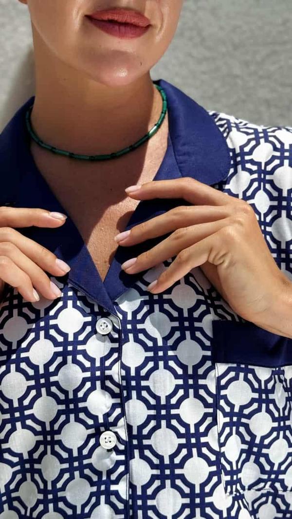 Saten Kısa Kollu Pijama Takımı(Çanta Hediyeli) - Image 1