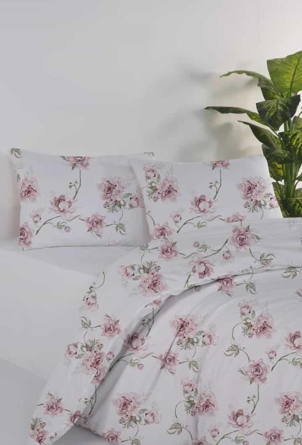 Percale Daphne Red %100 Pamuk 82 Tel 208TC Çift Kişilik Nevresim Seti - Image 1