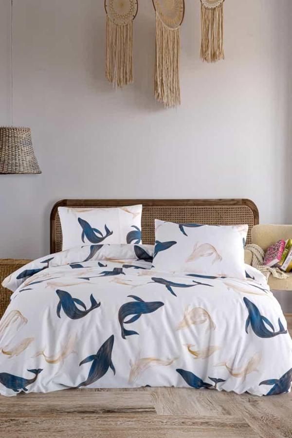 Whale%100 Pamuk Çift Kişilik Nevresim Seti - Image 1