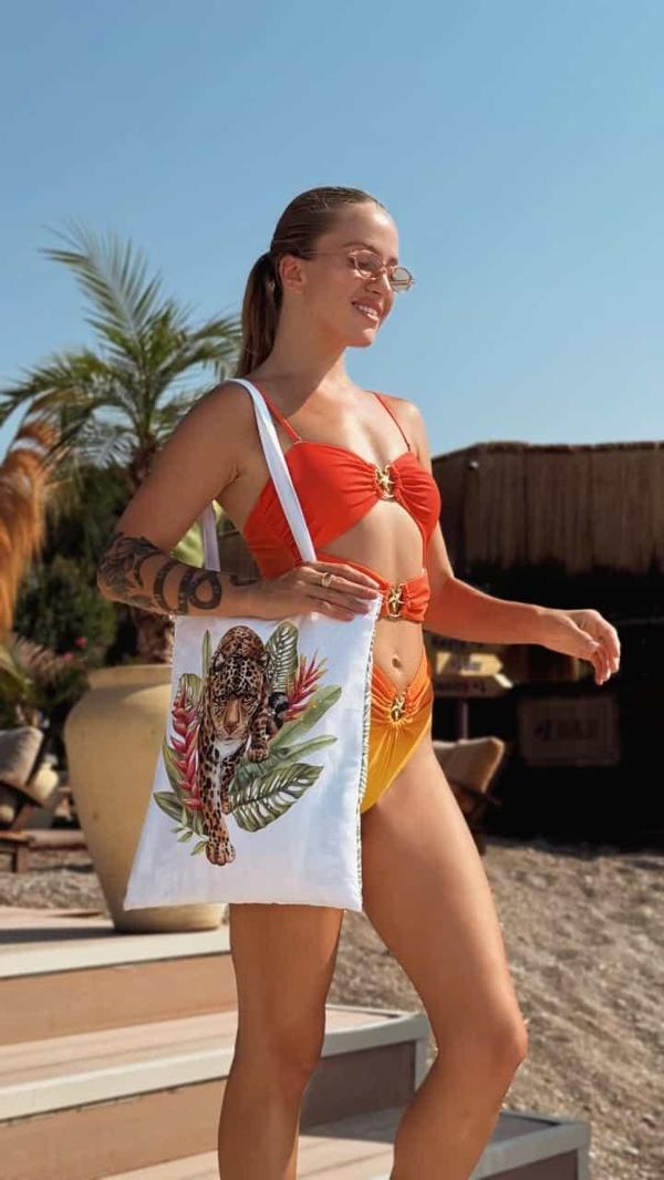 Plaj Havlusu Leopard Desenli (Özel Çantalı) 70x150 cm - Image 1