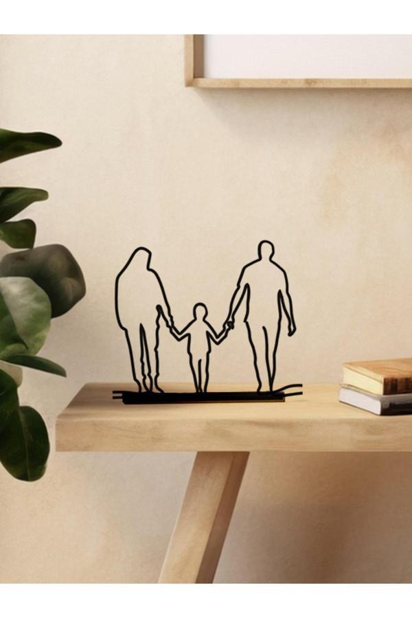 Alvina Atölye Aile Figürlü Dekor Biblo - Anne Baba Büyük Erkek Çocuk - Bioplastik - Image 1
