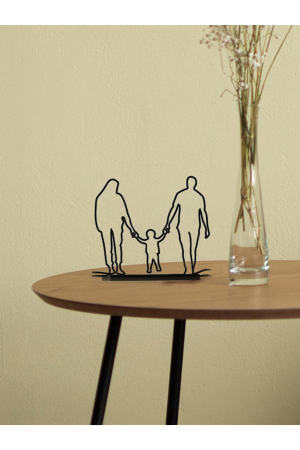Alvina Atölye Aile Figürlü Dekor Biblo - Anne Baba Erkek Çocuk - Bioplastik - Image 1