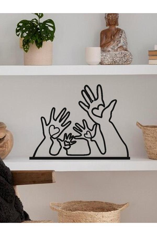 Alvina Atölye El Figürlü Aile Dekor - Anne Baba İki Çocuk - Siyah - Bioplastik - Image 1