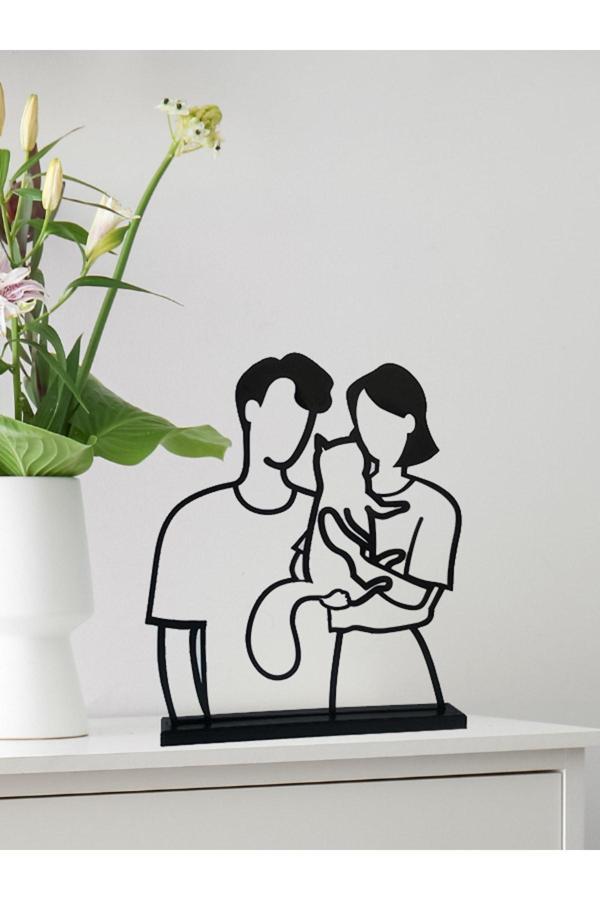 Alvina Atölye Kedili Çift Siyah Dekoratif Biblo - Duvar Dekoru - Bioplastik - Image 1