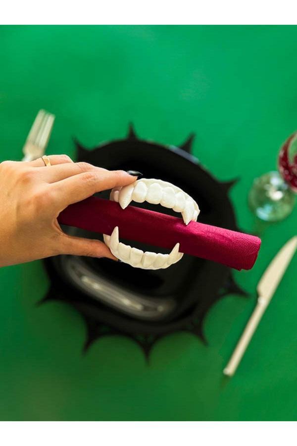 Alvina Atölye Vampir Dişi Figürlü Peçete Halkası 2'Li - Drakula Softa Dekoru - Bioplastik - Image 1