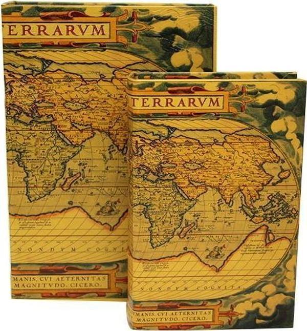 Kutu Kitap Harita 2'li Set Dekoratif Hediyelik - Image 1
