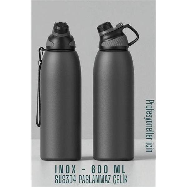 Inox Çelik Termos - 600 ml  SUS304 Çelik Termos Profesyonel GRİ - Image 1