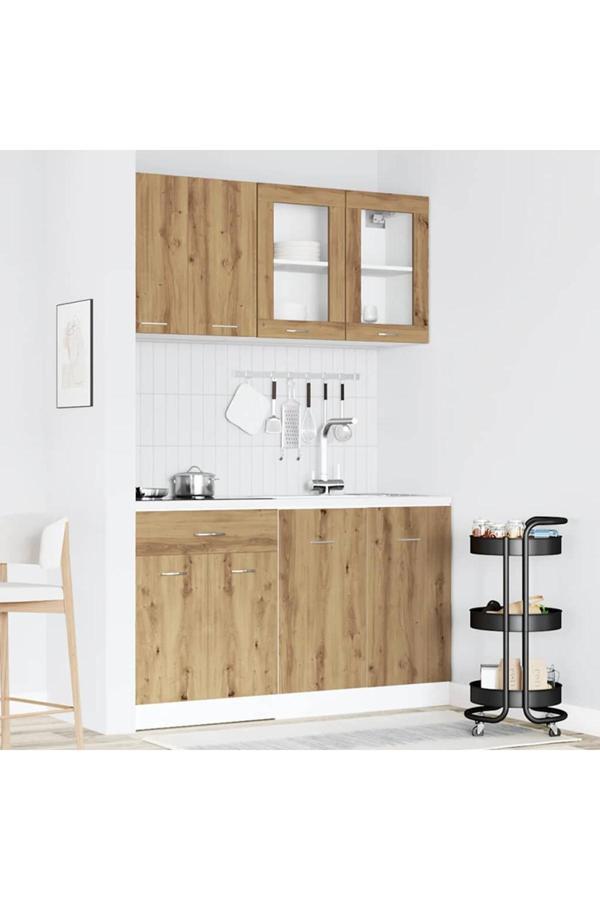 Persephone Hazır Mutfak Dolabı-Çok Amaçlı Dolap 140 cm Atlantikçam Ve Beyaz Tezgah Dahil - Image 1