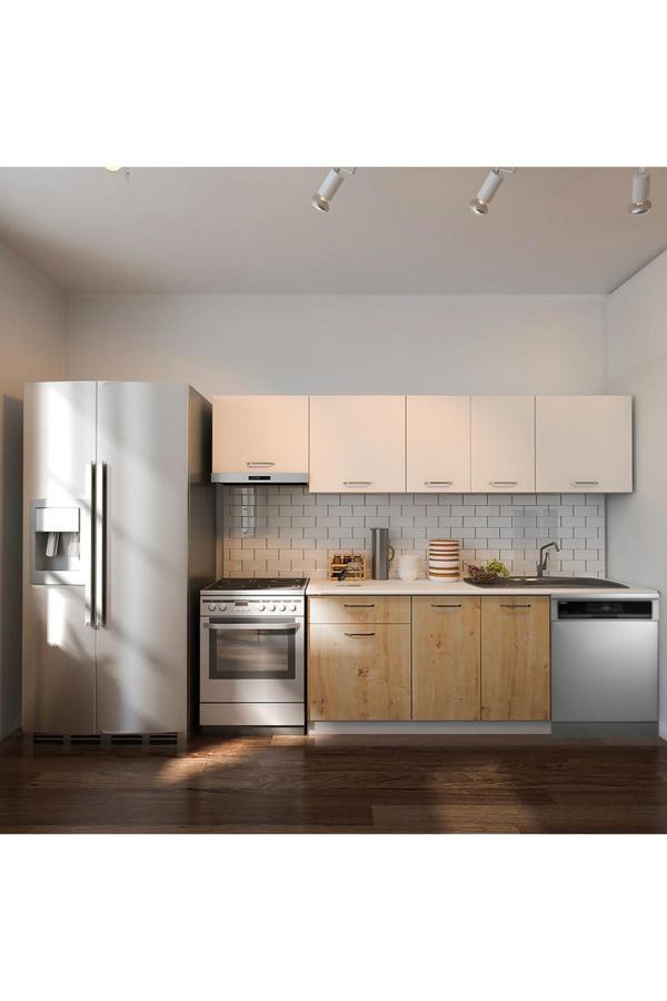 Debre Hazır Mutfak Dolabı 260 cm-Beyaz Laminat Tezgah Dahil-Bulaşık Makinesi Yeri Mevcut-Mat - Image 1