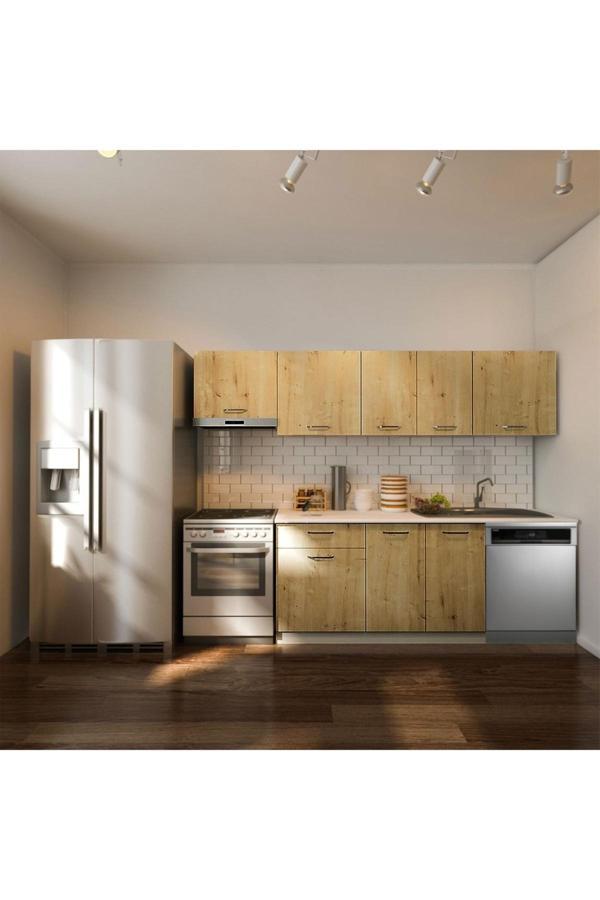 Debre Hazır Mutfak Dolabı 260 cm-Beyaz Laminat Tezgah Dahil-Bulaşık Makinesi Yeri Mevcut-Mat - Image 1