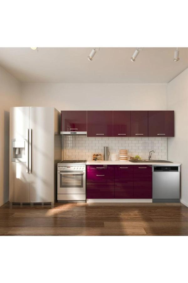 Loşna Hazır Mutfak Dolabı 260 cm-Beyaz Laminat Tezgah Dahil-Bulaşık Makinesi Yeri Mevcut-Parlak - Image 1