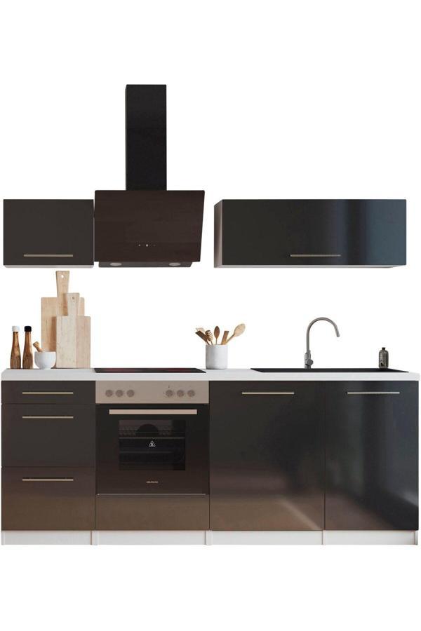 Almora Hazır Mutfak Dolabı 220cm - Parlak-Beyaz Laminat Tezgah Dahil- - Image 1