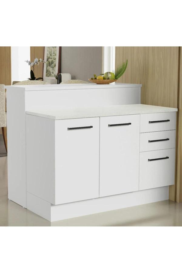 Victor Mutfak Adası Alt Modül 120 cm- Tezgah Dahil-Çok Amaçlı Dolap-Alt Modül-2 Kapaklı 3 Çekmeceli - Image 1