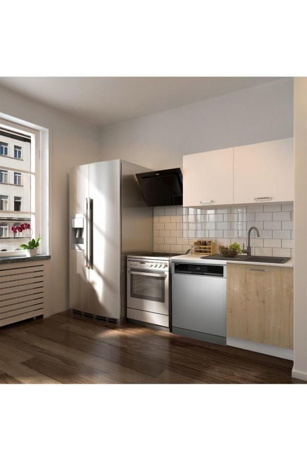 Vora Hazır Mutfak Dolabı 120 cm-Beyaz Laminat Tezgah Dahil-Bulaşık Makinesi Yeri Mevcut-Mat - Image 1