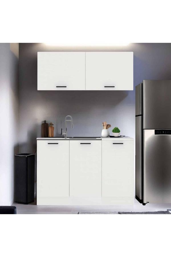 Tuna Hazır Mutfak Dolabı-Çok Amaçlı Dolap 120 cm Beyaz Ve Beyaz Tezgah Dahil - Image 1