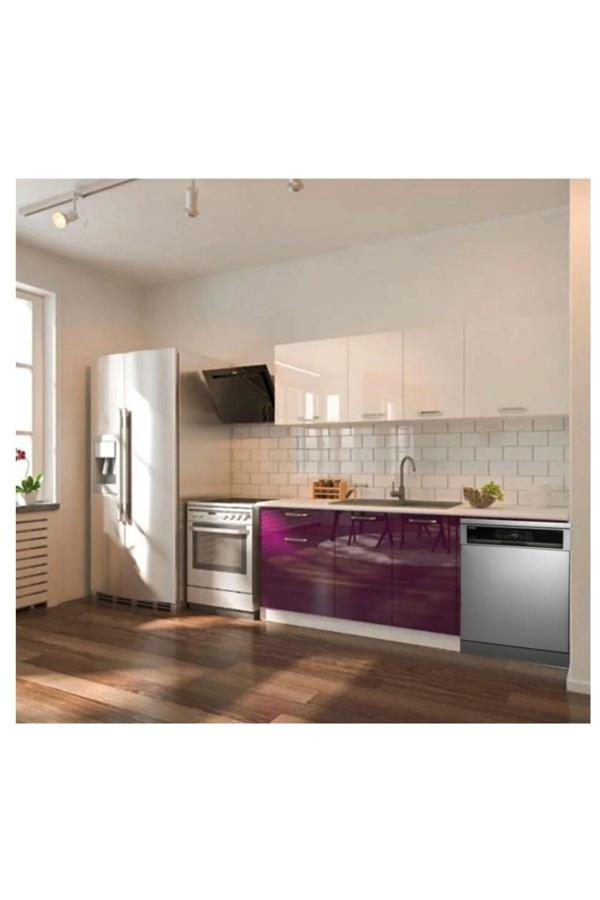 Fier Hazır Mutfak Dolabı 200 cm– Parlak-Beyaz Laminat Tezgah Dahil-Bulaşık Makinesi Yeri Mevcut - Image 1