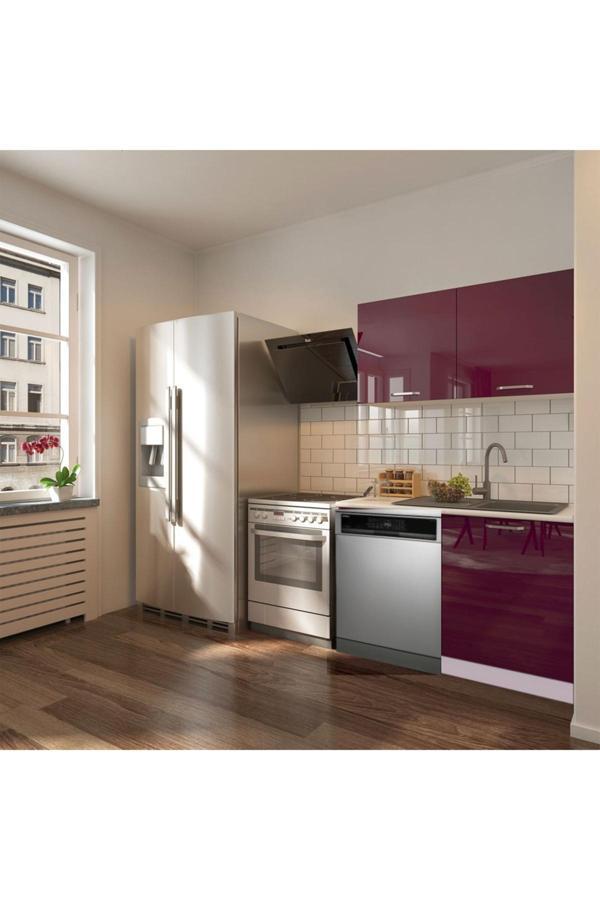 Manza Hazır Mutfak Dolabı 120cm - Parlak-Beyaz Laminat Tezgah Dahil-Bulaşık Makinesi Yeri Mevcut - Image 1