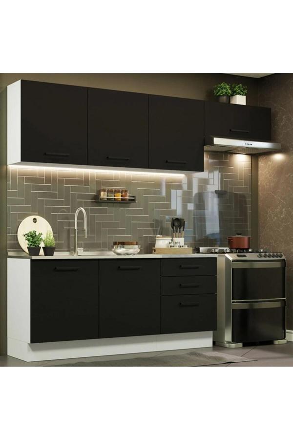 Arp Hazır Mutfak Dolabı-Çok Amaçlı Dolap 240 cm Beyaz Ve Beyaz Laminat Tezgah Dahil - Image 1