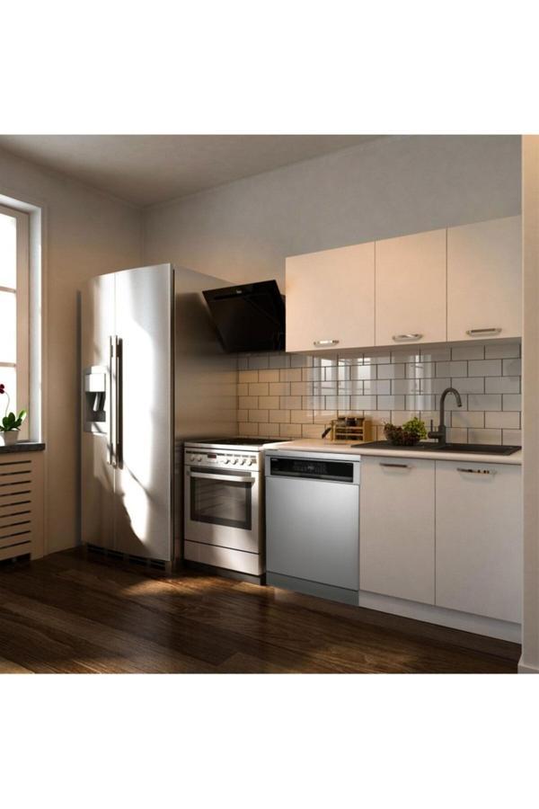 Klos Hazır Mutfak Dolabı 140 Cm -Beyaz Laminat Tezgah Dahil-Bulaşık Makinesi Yeri Mevcut-Mat - Image 1