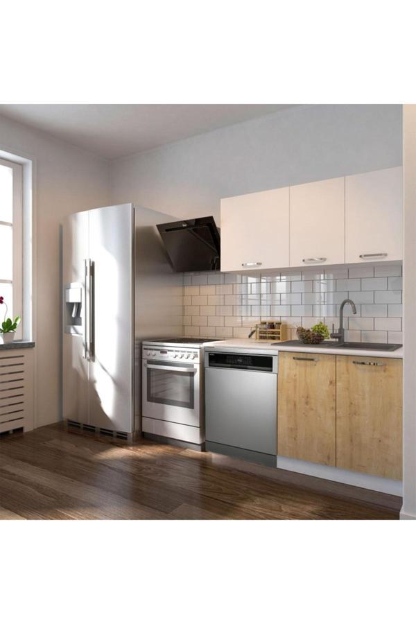 Klos Hazır Mutfak Dolabı 140 Cm -Beyaz Laminat Tezgah Dahil-Bulaşık Makinesi Yeri Mevcut-Mat - Image 1