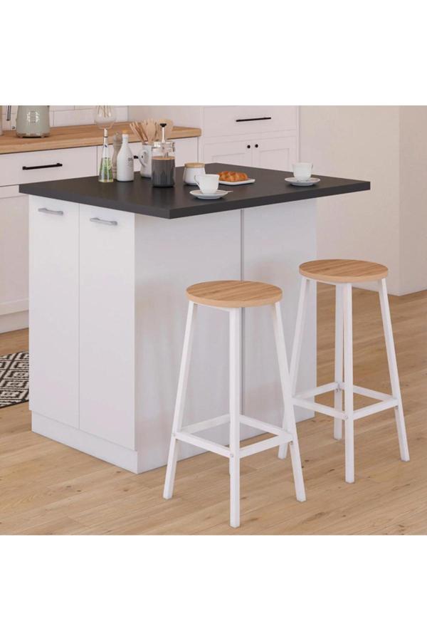 Melo Mutfak Adası- Çok Amaçlı Dolap-Erzak-Mutfak-Kiler Dolabı-Kahve Köşesi-Beyaz-115 cm-Çift Taraflı - Image 1