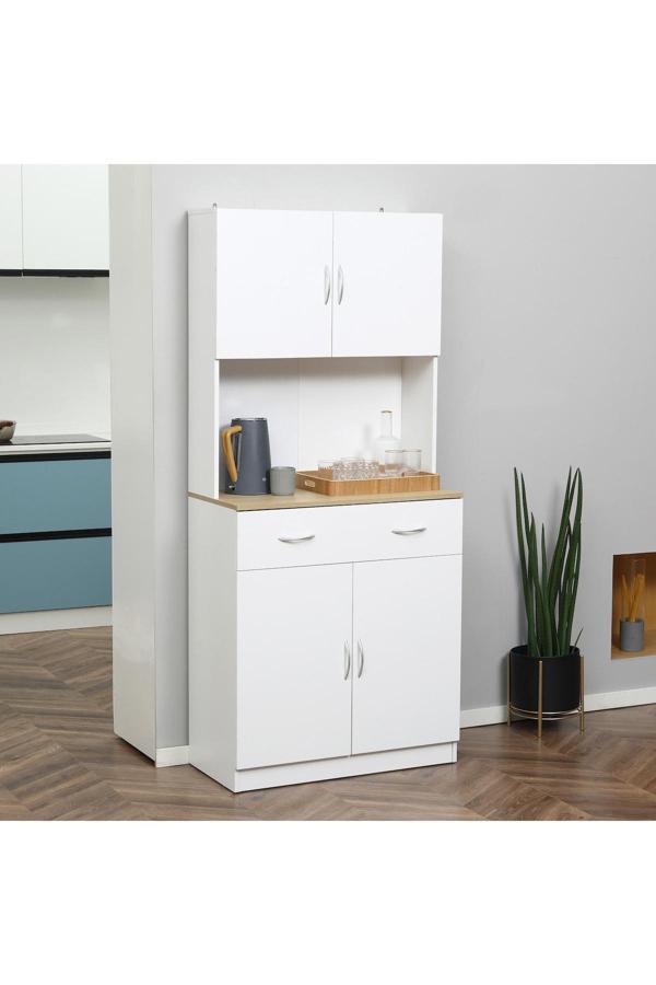 Harmonia Çok Amaçlı Dolap-Mikrodalga-Erzak-Airfryer-Mutfak-Kiler Dolabı-Kahve Köşesi-Beyaz-80 cm - Image 1