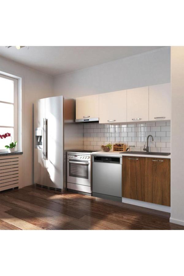 Ulza Hazır Mutfak Dolabı 200 Cm –Beyaz Laminat Tezgah Dahil-Bulaşık Makinesi Yeri Mevcut-Mat - Image 1