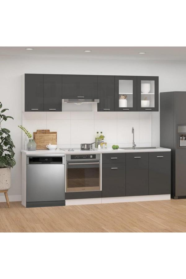 Münih Mutfak 230 Cm Beyaz Laminat Tezgah Dahil-Bulaşık Makinesi Yeri Mevcut - Image 1