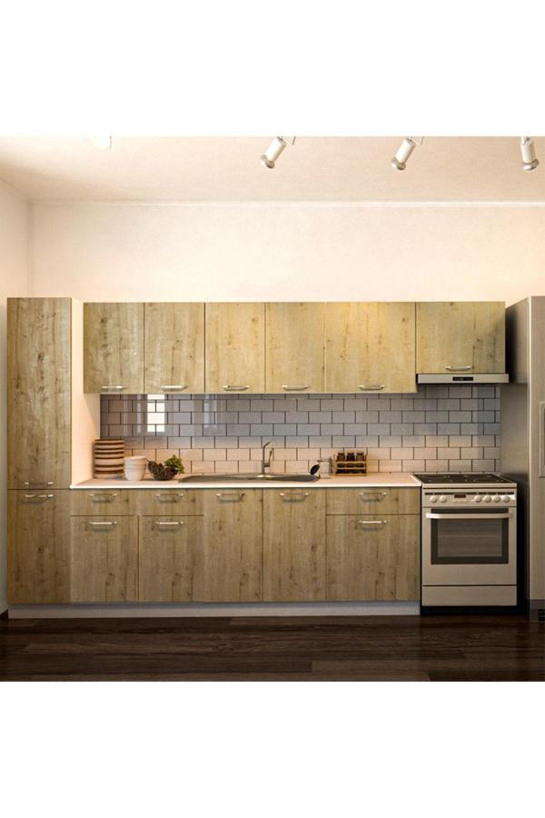 Avlonya Hazır Mutfak Dolabı Kiler Dahil 320cm-Beyaz Laminat Tezgah Dahil-BulaşıkMakinesi Yeri Mevcut - Image 1