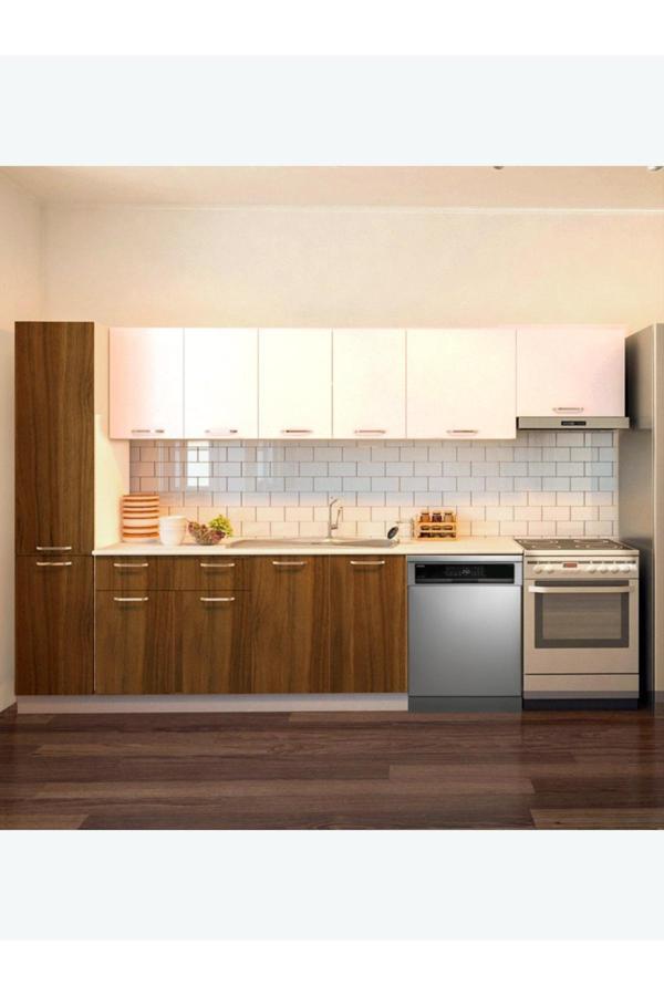 Avlonya Hazır Mutfak Dolabı Kiler Dahil 320cm-Beyaz Laminat Tezgah Dahil-BulaşıkMakinesi Yeri Mevcut - Image 1