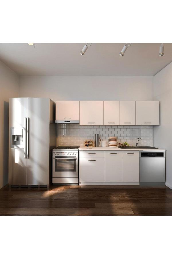 Debre Hazır Mutfak Dolabı 260 cm-Beyaz Laminat Tezgah Dahil-Bulaşık Makinesi Yeri Mevcut-Mat - Image 1