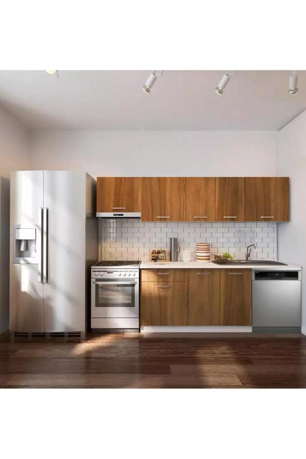 Debre Hazır Mutfak Dolabı 260 cm-Beyaz Laminat Tezgah Dahil-Bulaşık Makinesi Yeri Mevcut-Mat - Image 1